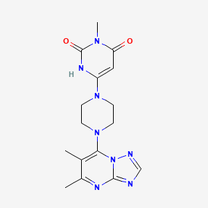 molecular formula C16H20N8O2 B2628173 6-(4-(5,6-二甲基-[1,2,4]三唑并[1,5-a]嘧啶-7-基)哌嗪-1-基)-3-甲基嘧啶-2,4(1H,3H)-二酮 CAS No. 2320209-16-1
