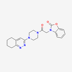 molecular formula C21H23N5O3 B2628188 3-(2-氧代-2-(4-(5,6,7,8-四氢环辛啉-3-基)哌嗪-1-基)乙基)苯并[d]恶唑-2(3H)-酮 CAS No. 2034409-30-6