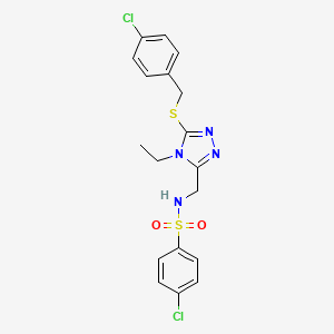 molecular formula C18H18Cl2N4O2S2 B2628195 4-氯-N-({5-[(4-氯苄基)硫烷基]-4-乙基-4H-1,2,4-三唑-3-基}甲基)苯磺酰胺 CAS No. 338421-95-7