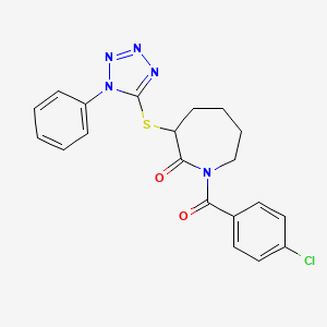 1-(4-chlorobenzoyl)-3-((1-phenyl-1H-tetrazol-5-yl)thio)azepan-2-one