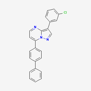 molecular formula C24H16ClN3 B2628213 7-[1,1'-Biphenyl]-4-yl-3-(3-chlorophenyl)pyrazolo[1,5-a]pyrimidine CAS No. 685109-53-9