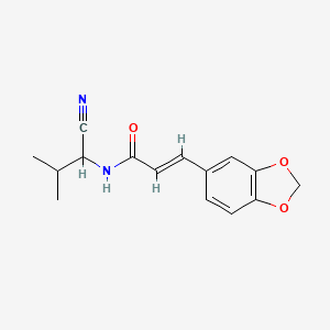 molecular formula C15H16N2O3 B2628217 (E)-3-(1,3-Benzodioxol-5-yl)-N-(1-cyano-2-methylpropyl)prop-2-enamide CAS No. 1465713-80-7