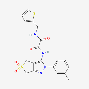 molecular formula C19H18N4O4S2 B2628273 N-[2-(3-methylphenyl)-5,5-dioxo-2H,4H,6H-5lambda6-thieno[3,4-c]pyrazol-3-yl]-N'-[(thiophen-2-yl)methyl]ethanediamide CAS No. 899751-12-3