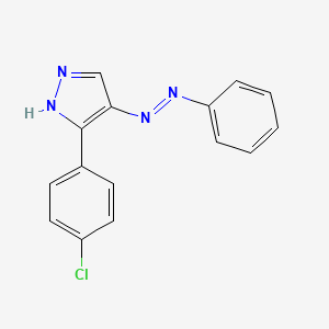 molecular formula C15H11ClN4 B2628276 3-(4-chlorophenyl)-4H-pyrazol-4-one N-phenylhydrazone CAS No. 338414-62-3