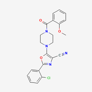molecular formula C22H19ClN4O3 B2628283 2-(2-Chlorophenyl)-5-(4-(2-methoxybenzoyl)piperazin-1-yl)oxazole-4-carbonitrile CAS No. 903866-89-7