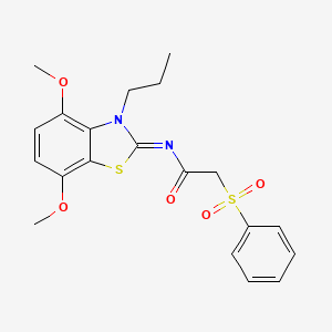 molecular formula C20H22N2O5S2 B2628305 (Z)-N-(4,7-dimethoxy-3-propylbenzo[d]thiazol-2(3H)-ylidene)-2-(phenylsulfonyl)acetamide CAS No. 898376-47-1