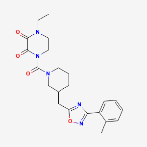 1-Ethyl-4-(3-((3-(o-tolyl)-1,2,4-oxadiazol-5-yl)methyl)piperidine-1-carbonyl)piperazine-2,3-dione