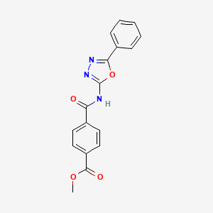 molecular formula C17H13N3O4 B2628316 Methyl 4-[(5-phenyl-1,3,4-oxadiazol-2-yl)carbamoyl]benzoate CAS No. 865287-50-9