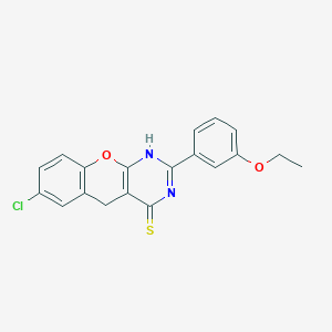 molecular formula C19H15ClN2O2S B2628320 7-chloro-2-(3-ethoxyphenyl)-3H-chromeno[2,3-d]pyrimidine-4(5H)-thione CAS No. 902938-87-8