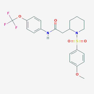 molecular formula C21H23F3N2O5S B2628327 2-(1-((4-methoxyphenyl)sulfonyl)piperidin-2-yl)-N-(4-(trifluoromethoxy)phenyl)acetamide CAS No. 941956-22-5