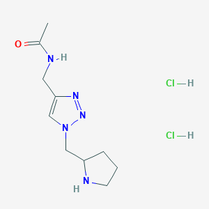 molecular formula C10H19Cl2N5O B2628328 N-[[1-(Pyrrolidin-2-ylmethyl)triazol-4-yl]methyl]acetamide;dihydrochloride CAS No. 2253630-94-1