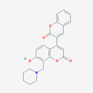 3-[7-Hydroxy-2-oxo-8-(piperidylmethyl)chromen-4-yl]chromen-2-one