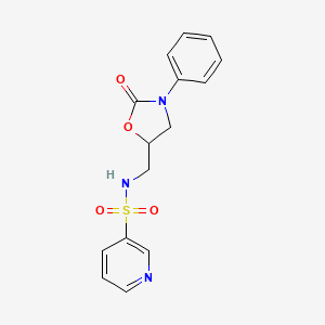 molecular formula C15H15N3O4S B2628364 N-((2-oxo-3-phenyloxazolidin-5-yl)methyl)pyridine-3-sulfonamide CAS No. 955223-78-6