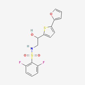 molecular formula C16H13F2NO4S2 B2628368 2,6-Difluoro-N-[2-[5-(furan-2-yl)thiophen-2-yl]-2-hydroxyethyl]benzenesulfonamide CAS No. 2309797-31-5