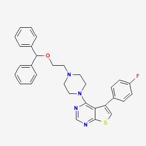 molecular formula C31H29FN4OS B2628373 4-(4-(2-(Benzhydryloxy)ethyl)piperazin-1-yl)-5-(4-fluorophenyl)thieno[2,3-d]pyrimidine CAS No. 442567-71-7