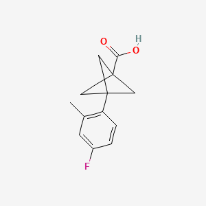 molecular formula C13H13FO2 B2628387 3-(4-Fluoro-2-methylphenyl)bicyclo[1.1.1]pentane-1-carboxylic acid CAS No. 2287282-03-3