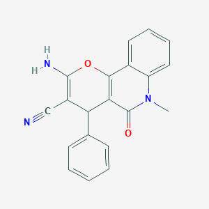 molecular formula C20H15N3O2 B262839 2-amino-6-methyl-5-oxo-4-phenyl-5,6-dihydro-4H-pyrano[3,2-c]quinoline-3-carbonitrile 