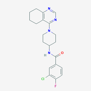 molecular formula C20H22ClFN4O B2628393 3-氯-4-氟-N-(1-(5,6,7,8-四氢喹唑啉-4-基)哌啶-4-基)苯甲酰胺 CAS No. 2034410-11-0