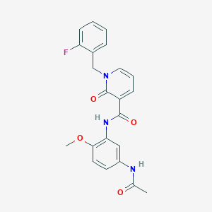 molecular formula C22H20FN3O4 B2628407 N-(5-acetamido-2-methoxyphenyl)-1-(2-fluorobenzyl)-2-oxo-1,2-dihydropyridine-3-carboxamide CAS No. 942008-43-7