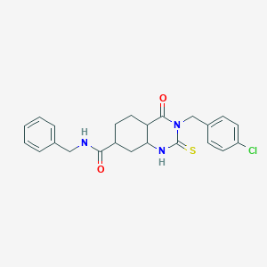 N-benzyl-3-[(4-chlorophenyl)methyl]-4-oxo-2-sulfanylidene-1,2,3,4-tetrahydroquinazoline-7-carboxamide