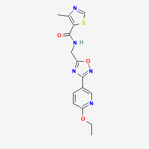 molecular formula C15H15N5O3S B2628412 N-((3-(6-乙氧基吡啶-3-基)-1,2,4-恶二唑-5-基)甲基)-4-甲基噻唑-5-甲酰胺 CAS No. 2034507-16-7