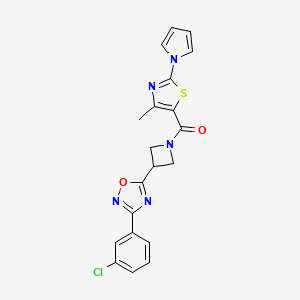 molecular formula C20H16ClN5O2S B2628418 (3-(3-(3-chlorophenyl)-1,2,4-oxadiazol-5-yl)azetidin-1-yl)(4-methyl-2-(1H-pyrrol-1-yl)thiazol-5-yl)methanone CAS No. 1351596-42-3