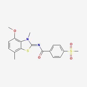 molecular formula C18H18N2O4S2 B2628434 N-(4-methoxy-3,7-dimethyl-1,3-benzothiazol-2-ylidene)-4-methylsulfonylbenzamide CAS No. 896360-60-4
