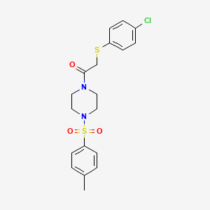 molecular formula C19H21ClN2O3S2 B2628439 2-(4-Chlorophenyl)sulfanyl-1-[4-(4-methylphenyl)sulfonylpiperazin-1-yl]ethanone CAS No. 683780-08-7