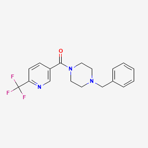 molecular formula C18H18F3N3O B2628454 1-苄基-4-[6-(三氟甲基)吡啶-3-羰基]哌嗪 CAS No. 1092346-34-3