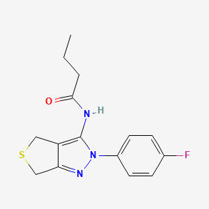 molecular formula C15H16FN3OS B2628456 N-[2-(4-氟苯基)-4,6-二氢噻吩并[3,4-c]吡唑-3-基]丁酰胺 CAS No. 450342-63-9