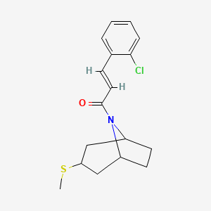 molecular formula C17H20ClNOS B2628464 (E)-3-(2-chlorophenyl)-1-((1R,5S)-3-(methylthio)-8-azabicyclo[3.2.1]octan-8-yl)prop-2-en-1-one CAS No. 1799265-96-5