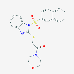 molecular formula C23H21N3O4S2 B262847 2-(4-morpholinyl)-2-oxoethyl 1-(2-naphthylsulfonyl)-1H-benzimidazol-2-yl sulfide 