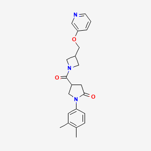 molecular formula C22H25N3O3 B2628476 1-(3,4-Dimethylphenyl)-4-[3-(pyridin-3-yloxymethyl)azetidine-1-carbonyl]pyrrolidin-2-one CAS No. 2379986-38-4