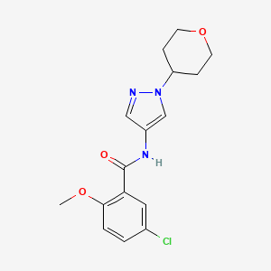 molecular formula C16H18ClN3O3 B2628477 5-chloro-2-methoxy-N-(1-(tetrahydro-2H-pyran-4-yl)-1H-pyrazol-4-yl)benzamide CAS No. 1448123-56-5