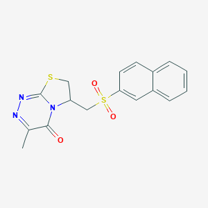 molecular formula C17H15N3O3S2 B262848 3-methyl-6-[(2-naphthylsulfonyl)methyl]-6,7-dihydro-4H-[1,3]thiazolo[2,3-c][1,2,4]triazin-4-one 