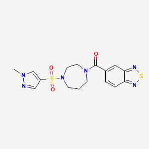 molecular formula C16H18N6O3S2 B2628483 benzo[c][1,2,5]thiadiazol-5-yl(4-((1-methyl-1H-pyrazol-4-yl)sulfonyl)-1,4-diazepan-1-yl)methanone CAS No. 2034488-88-3