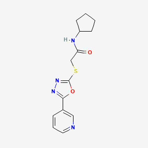 molecular formula C14H16N4O2S B2628495 N-cyclopentyl-2-[(5-pyridin-3-yl-1,3,4-oxadiazol-2-yl)sulfanyl]acetamide CAS No. 876577-44-5