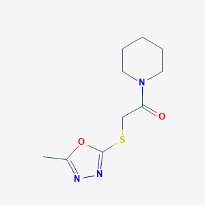 5-Methyl-1,3,4-oxadiazol-2-yl 2-oxo-2-(1-piperidinyl)ethyl sulfide