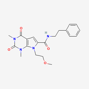 molecular formula C20H24N4O4 B2628509 7-(2-methoxyethyl)-1,3-dimethyl-2,4-dioxo-N-(2-phenylethyl)-1H,2H,3H,4H,7H-pyrrolo[2,3-d]pyrimidine-6-carboxamide CAS No. 1021059-21-1