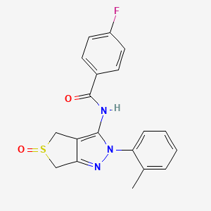 molecular formula C19H16FN3O2S B2628521 4-fluoro-N-[2-(2-methylphenyl)-5-oxo-4,6-dihydrothieno[3,4-c]pyrazol-3-yl]benzamide CAS No. 1008436-79-0