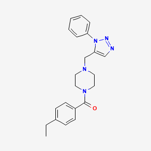 molecular formula C22H25N5O B2628527 1-(4-ethylbenzoyl)-4-[(1-phenyl-1H-1,2,3-triazol-5-yl)methyl]piperazine CAS No. 1396859-09-8