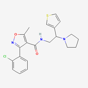 molecular formula C21H22ClN3O2S B2628528 3-(2-氯苯基)-5-甲基-N-(2-(吡咯烷-1-基)-2-(噻吩-3-基)乙基)异恶唑-4-羧酰胺 CAS No. 954619-96-6