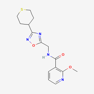 B2628531 2-methoxy-N-((3-(tetrahydro-2H-thiopyran-4-yl)-1,2,4-oxadiazol-5-yl)methyl)nicotinamide CAS No. 2034379-65-0