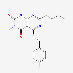 7-Butyl-5-[(4-fluorophenyl)methylsulfanyl]-1,3-dimethylpyrimido[4,5-d]pyrimidine-2,4-dione