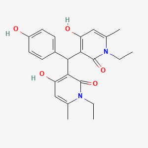 molecular formula C23H26N2O5 B2628548 3,3'-((4-羟基苯基)亚甲基)双(1-乙基-4-羟基-6-甲基吡啶-2(1H)-酮) CAS No. 883087-73-8