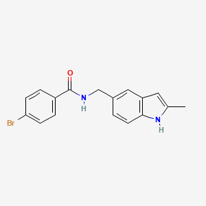 molecular formula C17H15BrN2O B2628550 4-bromo-N-[(2-methyl-1H-indol-5-yl)methyl]benzamide CAS No. 852136-45-9