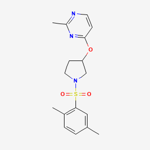 molecular formula C17H21N3O3S B2628557 4-{[1-(2,5-Dimethylbenzenesulfonyl)pyrrolidin-3-yl]oxy}-2-methylpyrimidine CAS No. 2034318-65-3