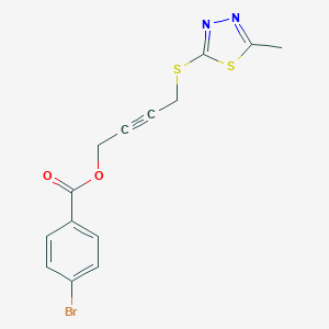 molecular formula C14H11BrN2O2S2 B262856 4-[(5-Methyl-1,3,4-thiadiazol-2-yl)sulfanyl]-2-butynyl 4-bromobenzoate 