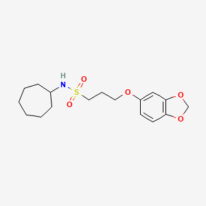 molecular formula C17H25NO5S B2628565 3-(苯并[d][1,3]二氧杂环-5-氧基)-N-环庚基丙烷-1-磺酰胺 CAS No. 946286-02-8
