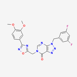 molecular formula C22H17F2N7O4 B2628567 3-(3,5-二氟苄基)-6-((3-(3,4-二甲氧基苯基)-1,2,4-恶二唑-5-基)甲基)-3H-[1,2,3]三唑并[4,5-d]嘧啶-7(6H)-酮 CAS No. 1223994-28-2